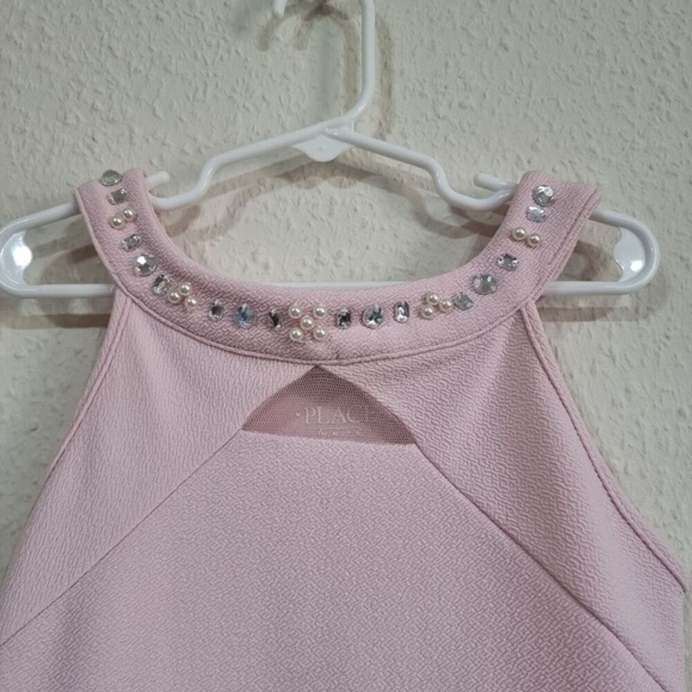 Children's Place Light Pink Jeweled Neckline Sleeveless Dress Size 7/8 - Picture 3 of 4